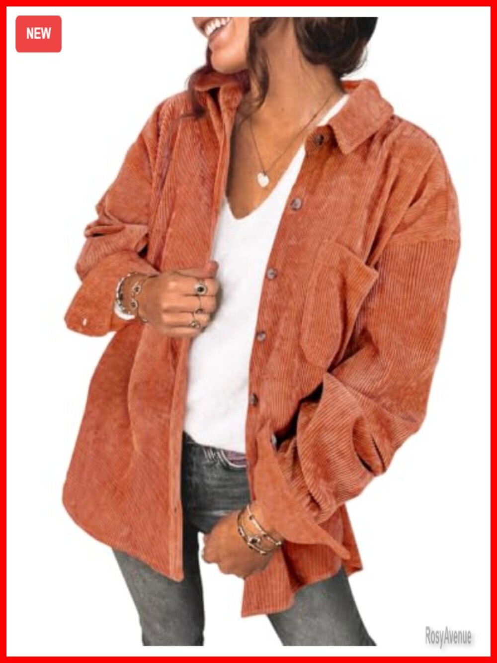 Saslax Oversized Corduroy Shacket Jacket Womens Button Down Lightweight